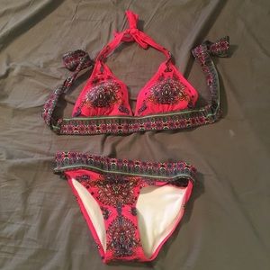 Dark Pink Paisley Bikini
